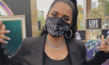 ग्रैमी अवॉर्ड्स में किसानों के समर्थन वाला मास्क लगाकर पहुंचीं भारतीय-कनाडाई यूट्यूबर लिली सिंह